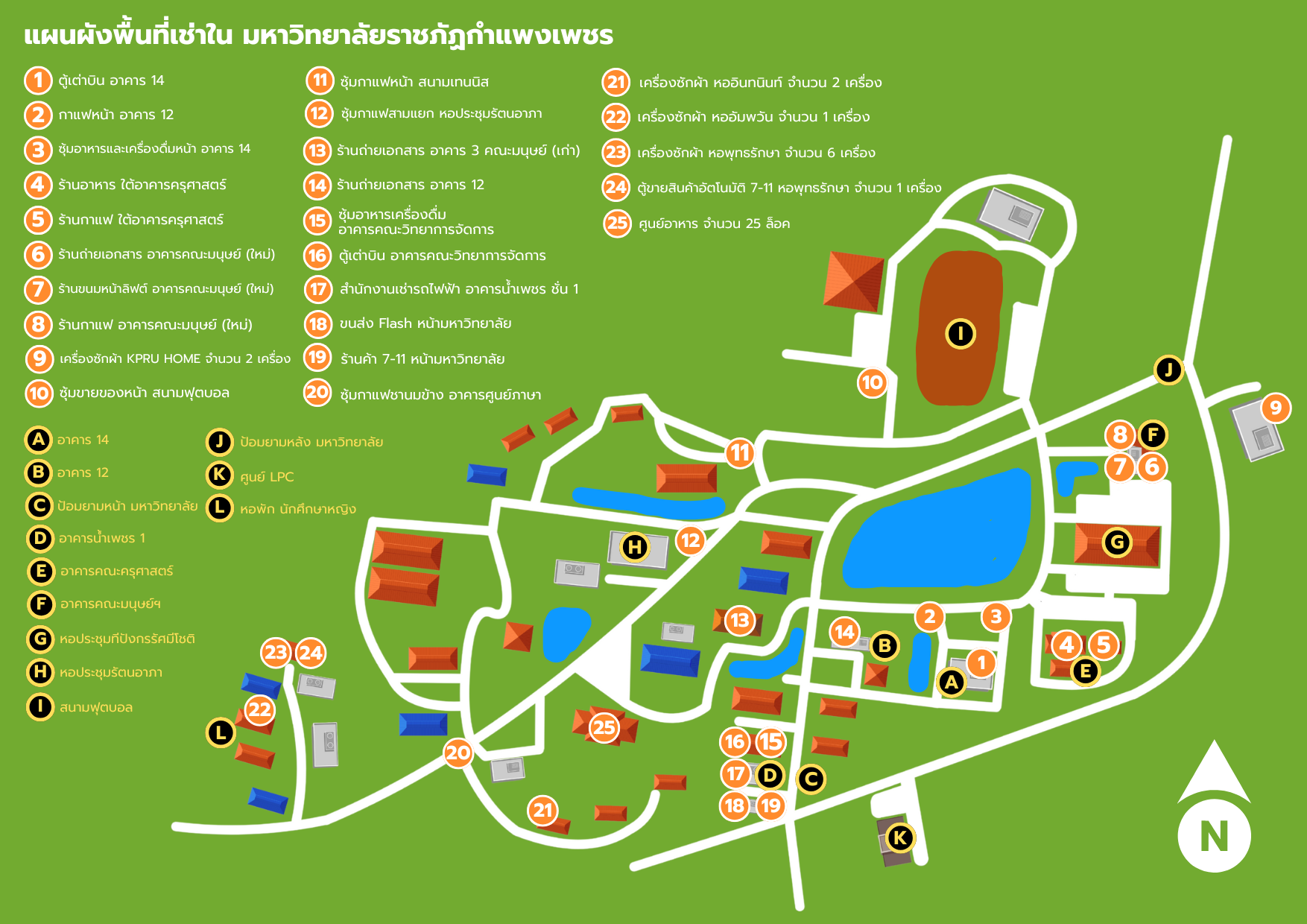 สถานที่ภายในมหาวิทยาลัย (ตารางเมตร)